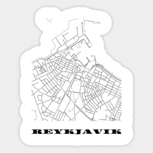 Map of Reykjavík, Iceland Minimalist Line Drawing Sticker